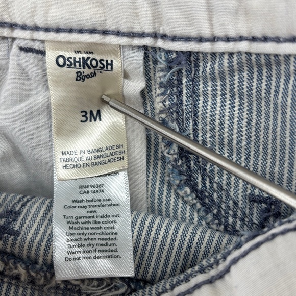 Oshkosh B'Gosh ‎Stripe Denim Bib Overalls 3 Months Train Conductor Engineer - Picture 5 of 6